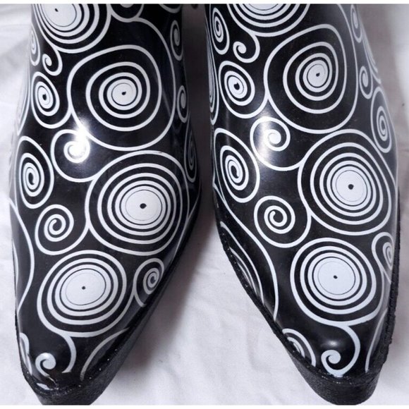 BLAZIN ROXX Layla Sz 7 Rain Boots Black White Outdoor Chore Cowgirl Boot 58106 - Picture 2 of 16